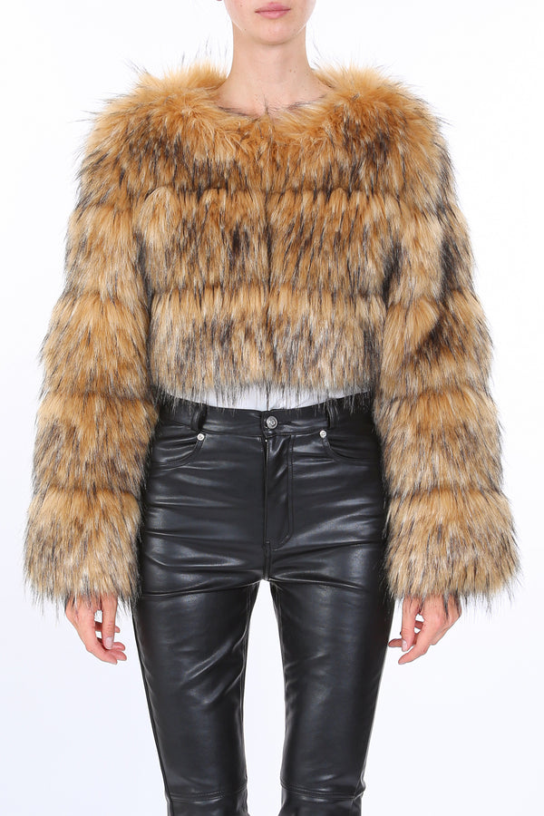 Fae Tiered Volume Faux Fur Heavy Cropped Coat - Shop Beulah Style