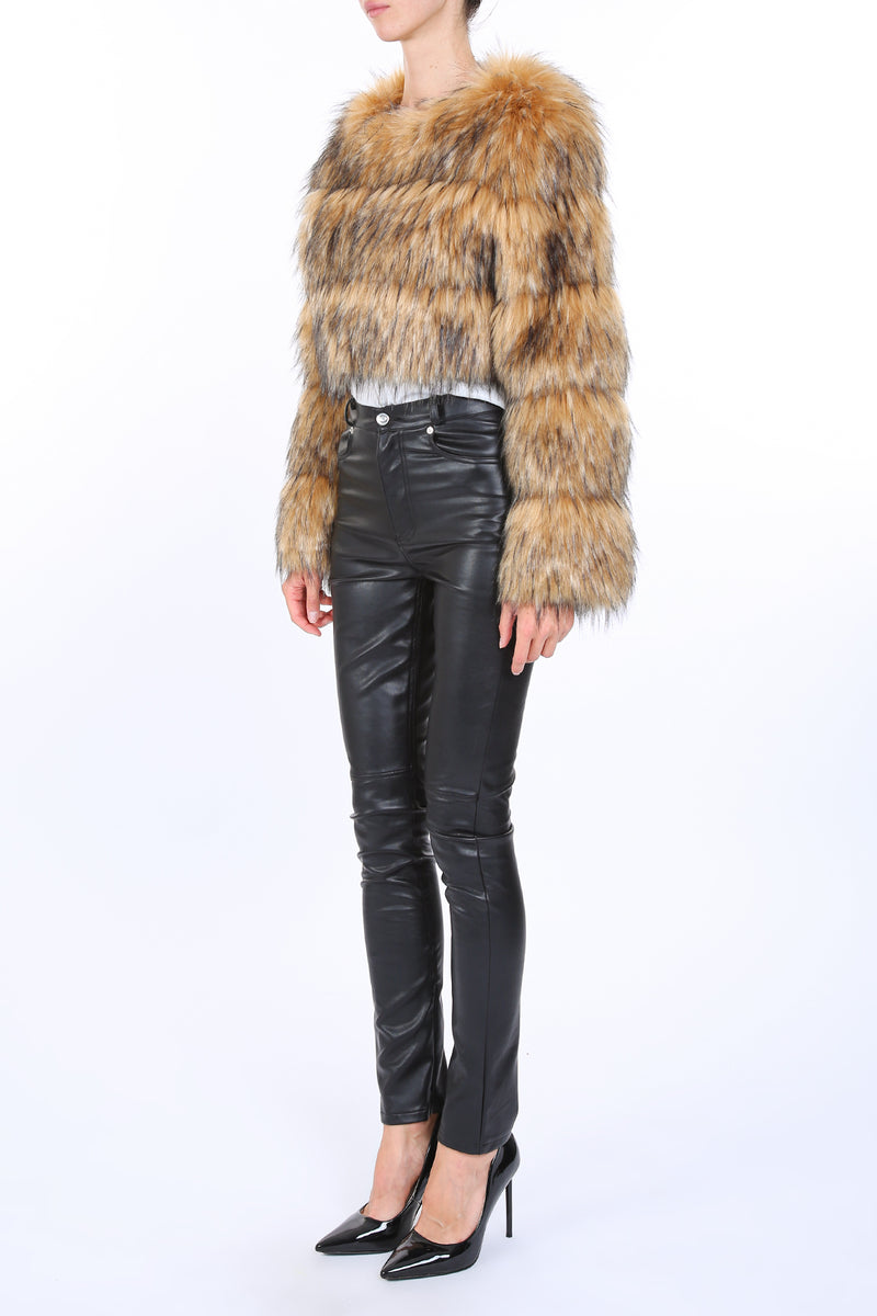 Fae Tiered Volume Faux Fur Heavy Cropped Coat - Shop Beulah Style