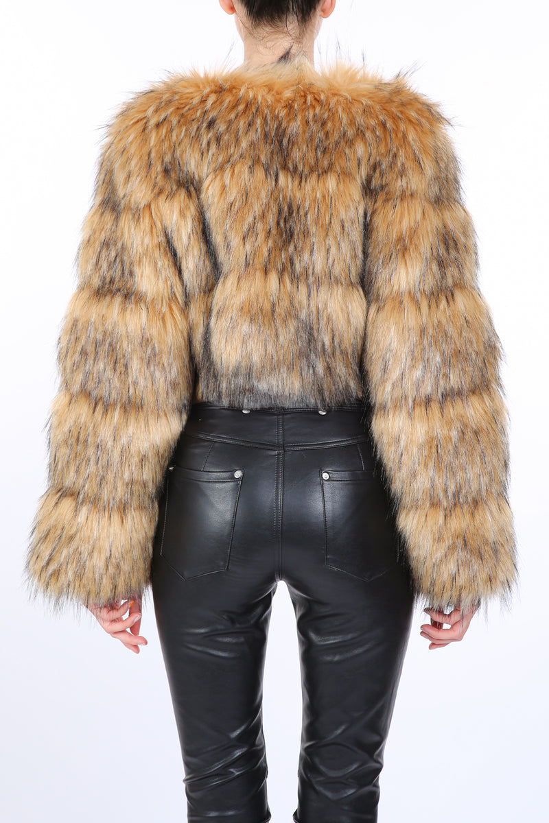 Fae Tiered Volume Faux Fur Heavy Cropped Coat - Shop Beulah Style