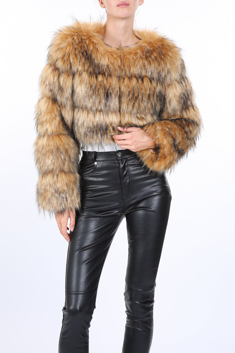 Fae Tiered Volume Faux Fur Heavy Cropped Coat - Shop Beulah Style