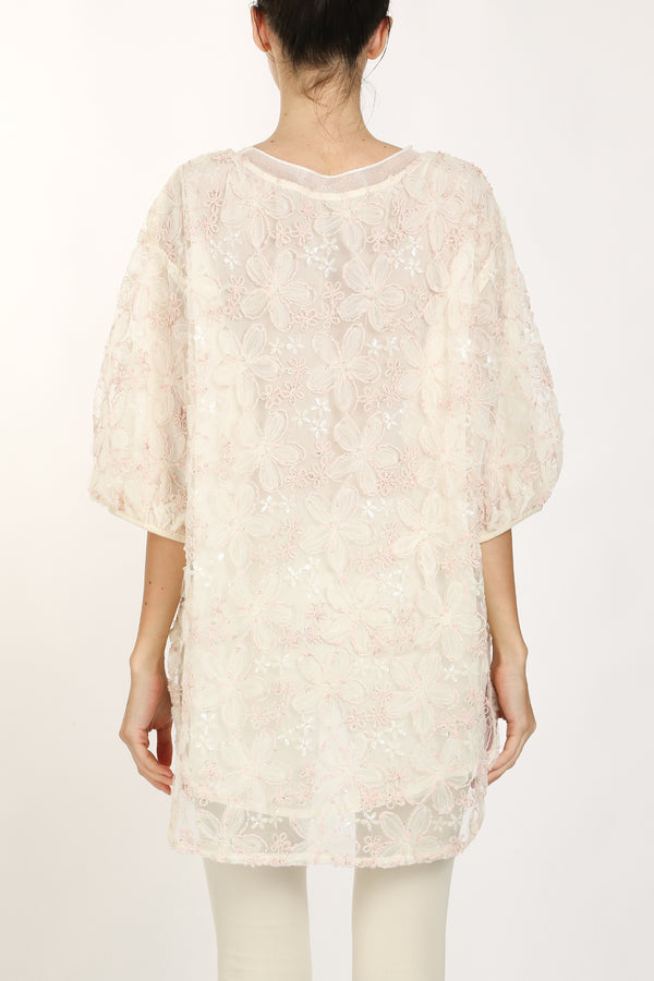 Callum Floral Embroidered High Low Sheer Blouse - Shop Beulah Style