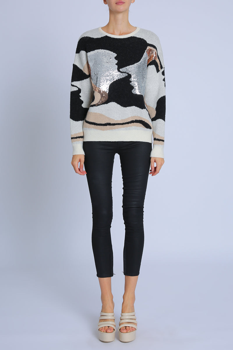 Diana Multi Print Sequined Knit Sweater - Shop Beulah Style