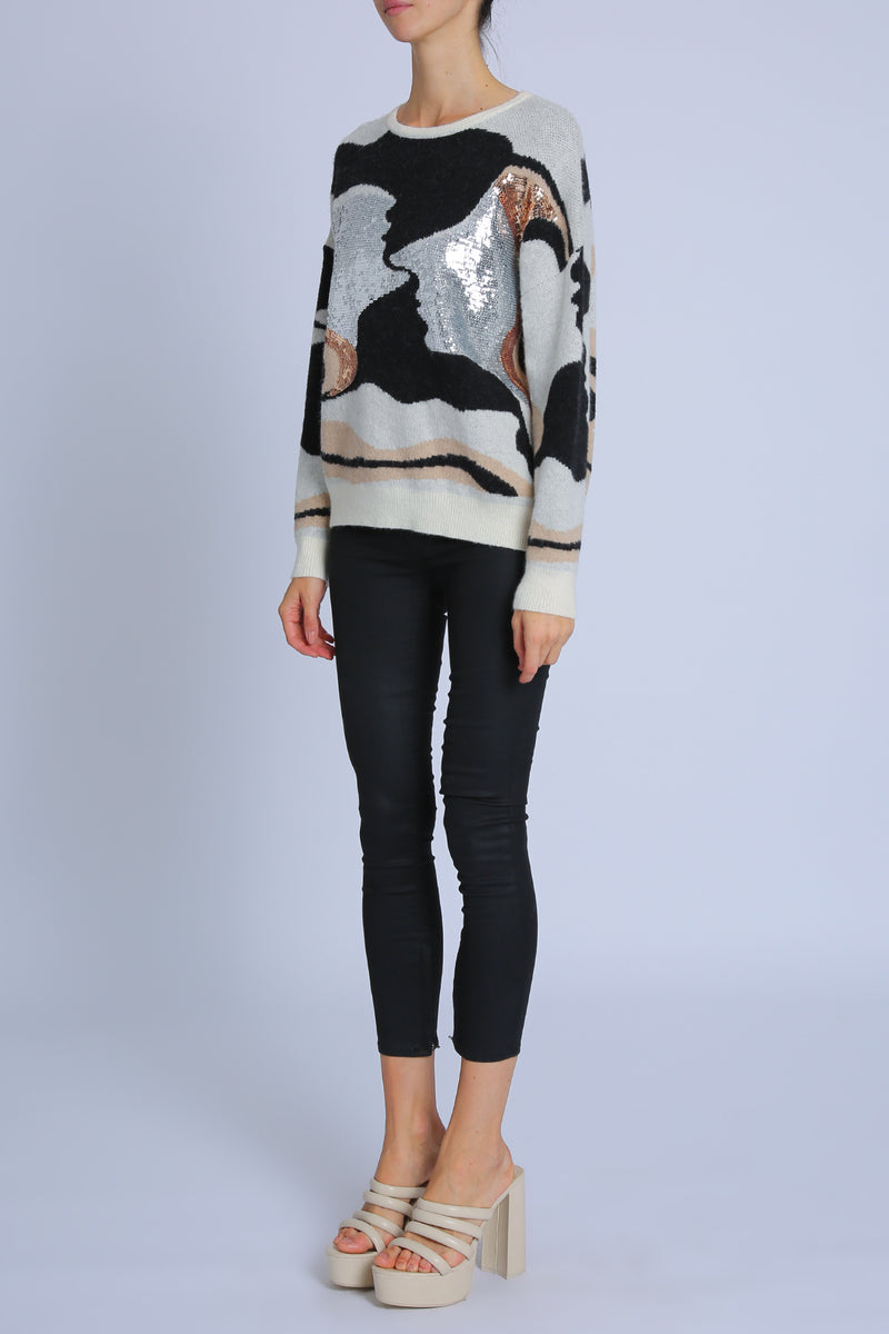 Diana Multi Print Sequined Knit Sweater - Shop Beulah Style