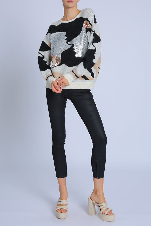 Diana Multi Print Sequined Knit Sweater - Shop Beulah Style