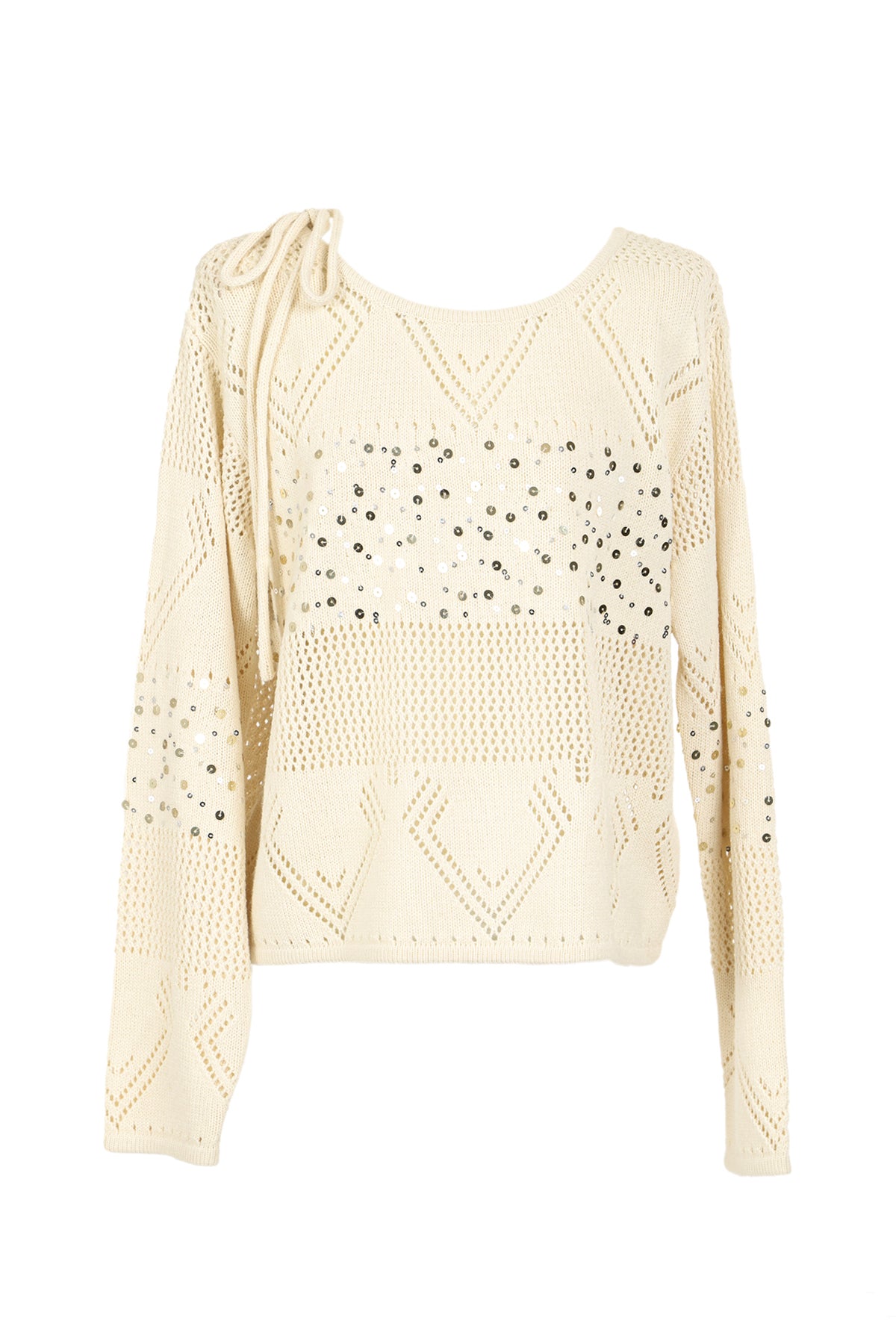 Ansel Sequined Eyelet High Gauge Knit Sweater