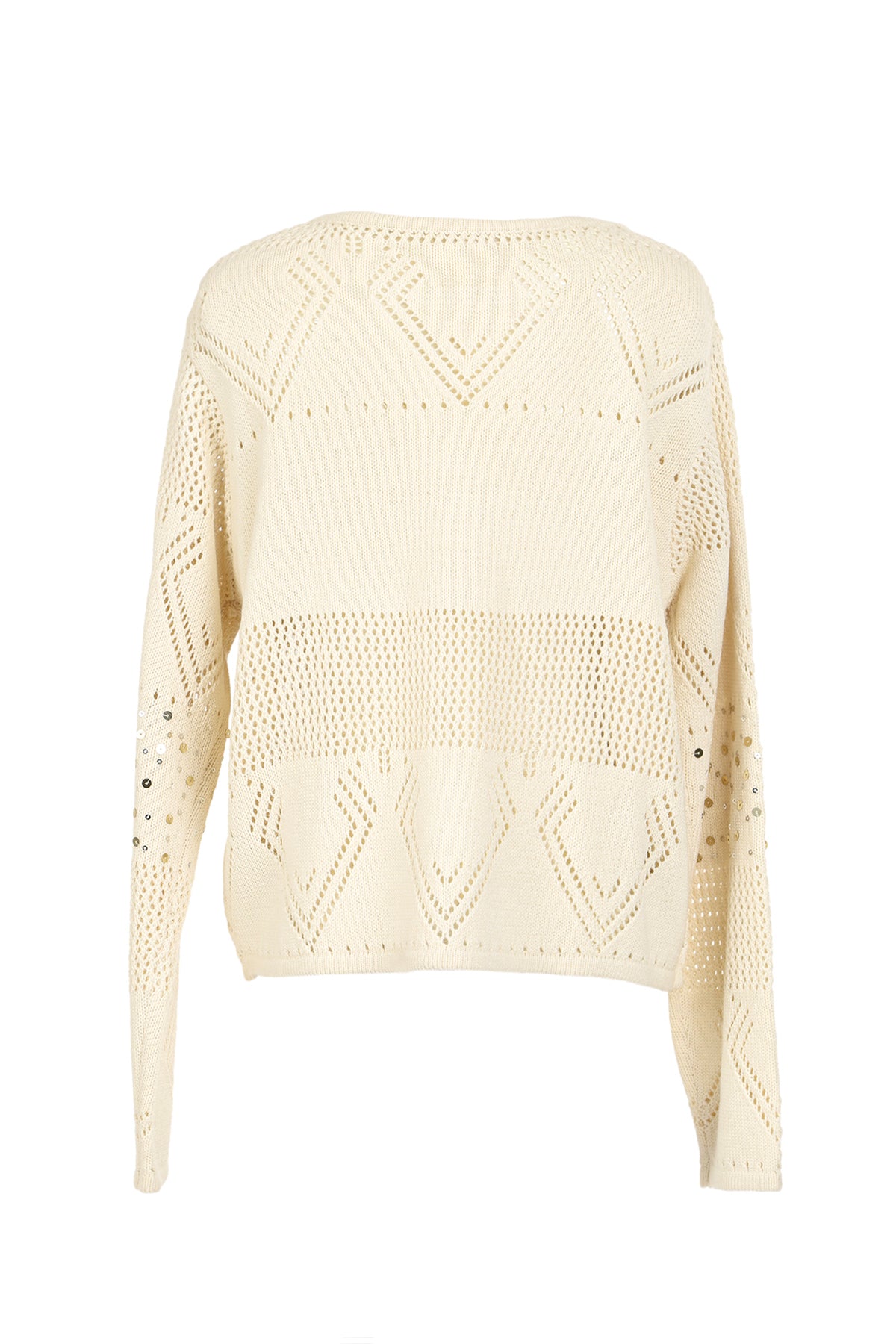 Ansel Sequined Eyelet High Gauge Knit Sweater