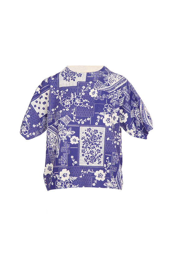 Victoria Contrast Floral Printed Knit Top - Shop Beulah Style