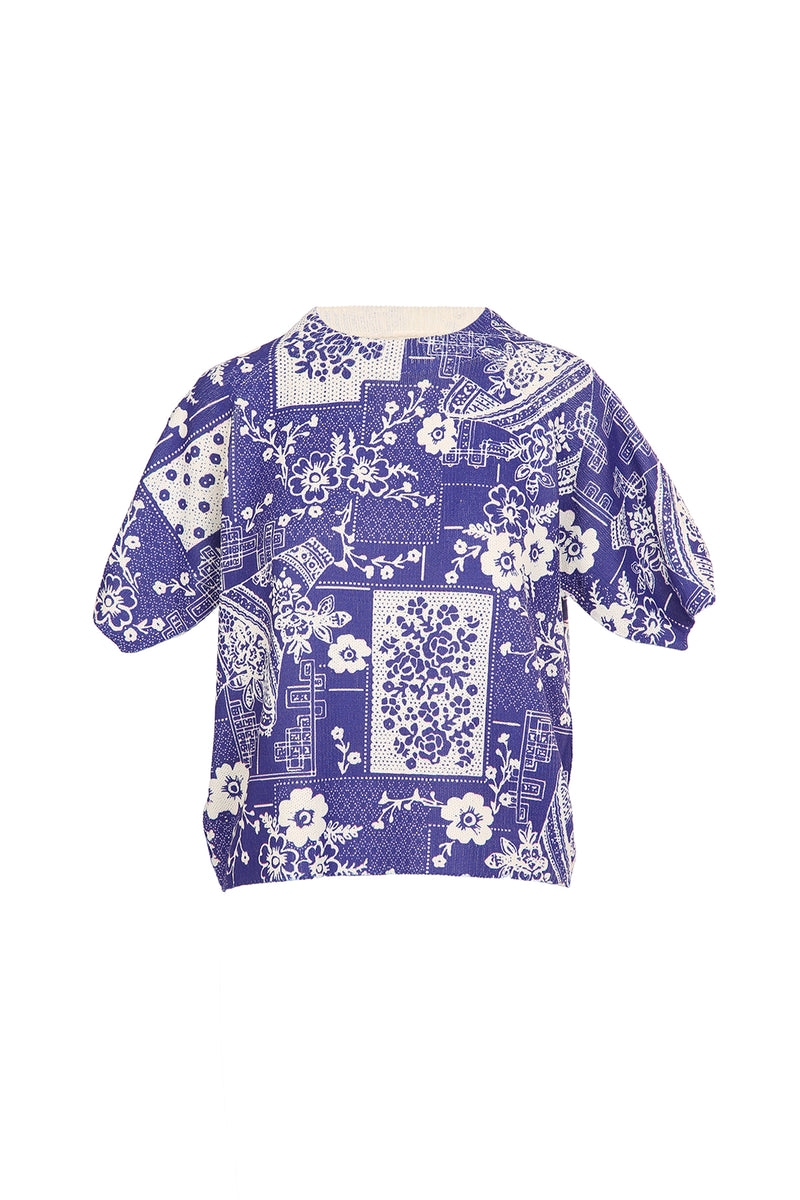 Victoria Contrast Floral Printed Knit Top