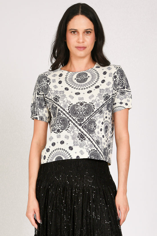 Vera Monochrome Paisley Printed Knit Top