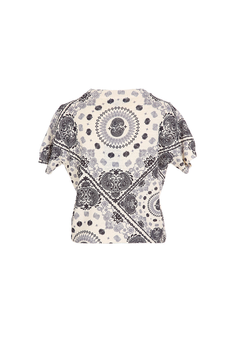 Vera Monochrome Paisley Printed Knit Top