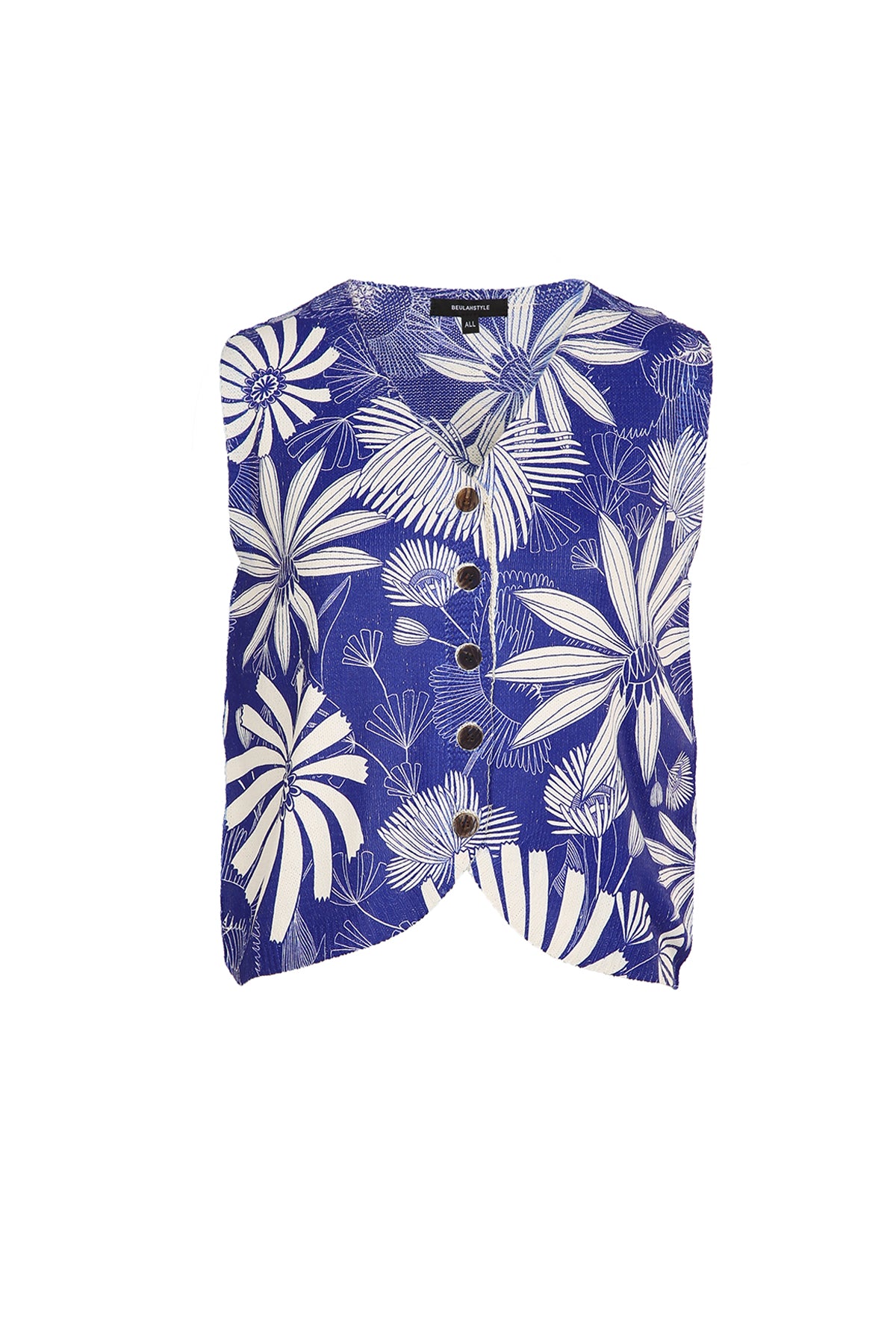 Ley Tropical Printed V-Neck Sleeveless Knit Top - Shop Beulah Style