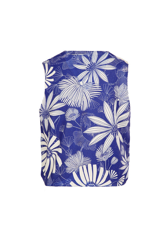 Ley Tropical Printed V-Neck Sleeveless Knit Top - Shop Beulah Style