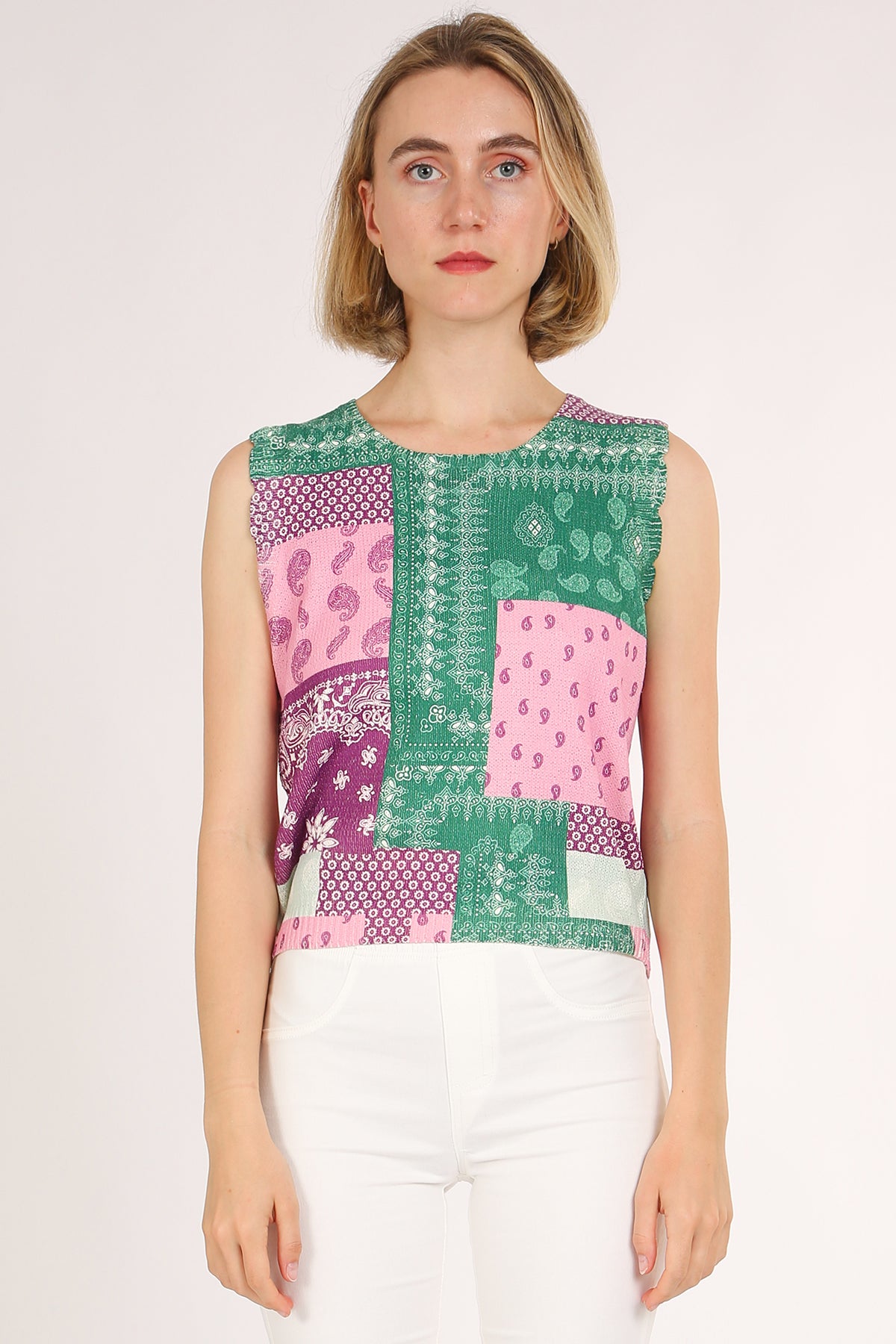 Pete Colorblock Patchwork Paisley Printed Knit Top - Shop Beulah Style