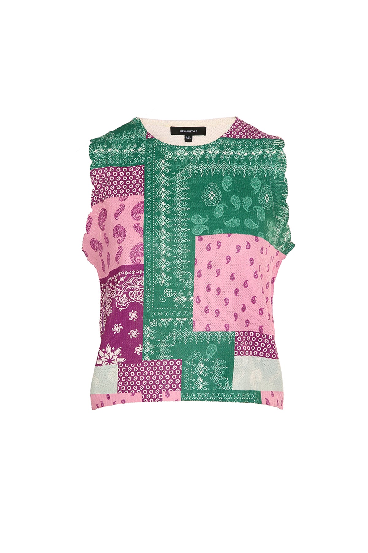 Pete Colorblock Patchwork Paisley Printed Knit Top - Shop Beulah Style