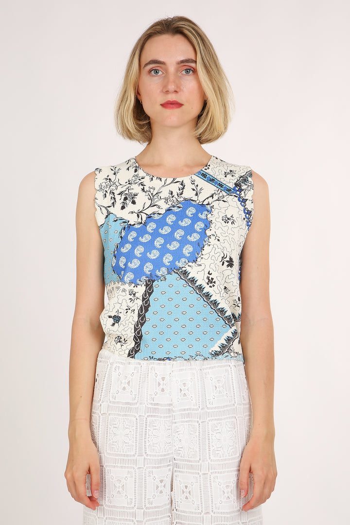 Tyler Floral & Paisley Patchwork Printed Knit Top