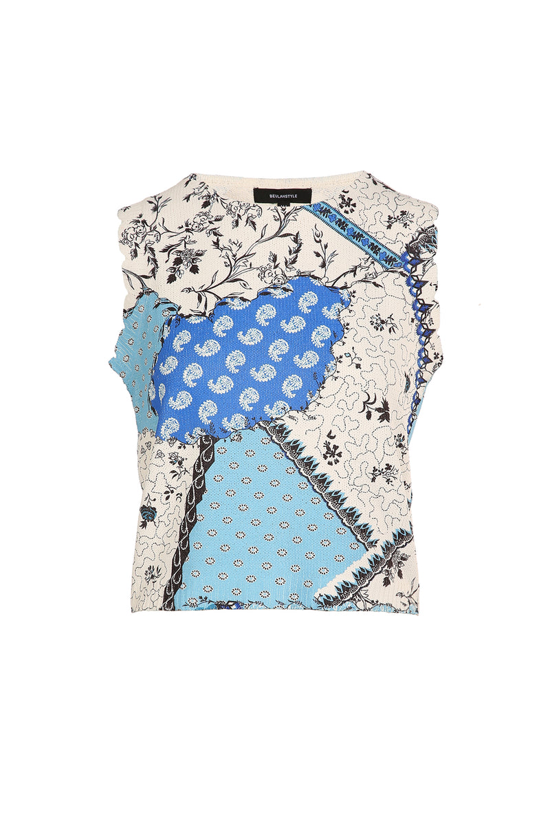 Tyler Floral & Paisley Patchwork Printed Knit Top