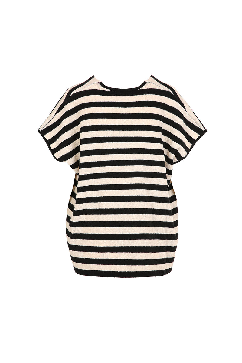 Anita Stripe Patterned V-Neck Knit Top