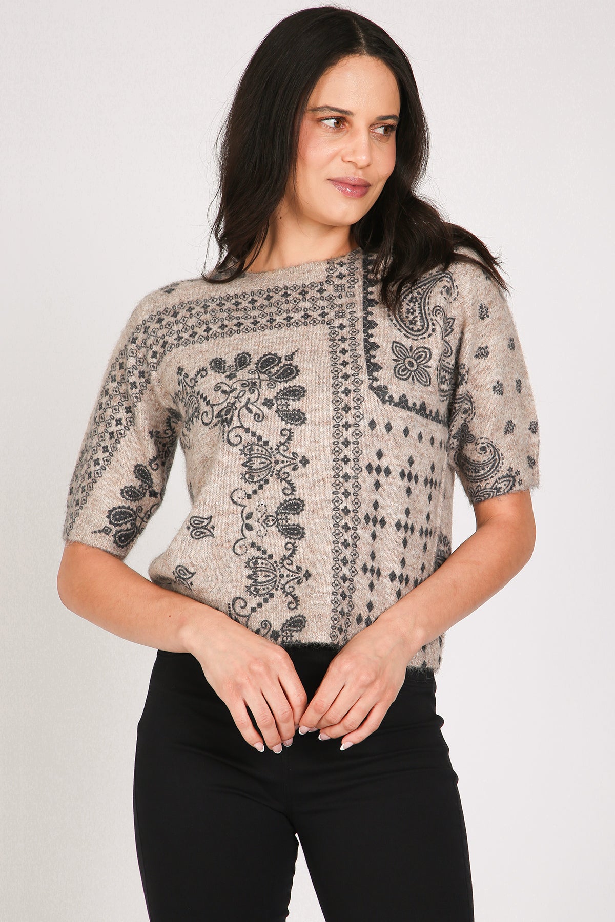 Mason Abstract Paisley Pattern Printed Knit Top - Shop Beulah Style