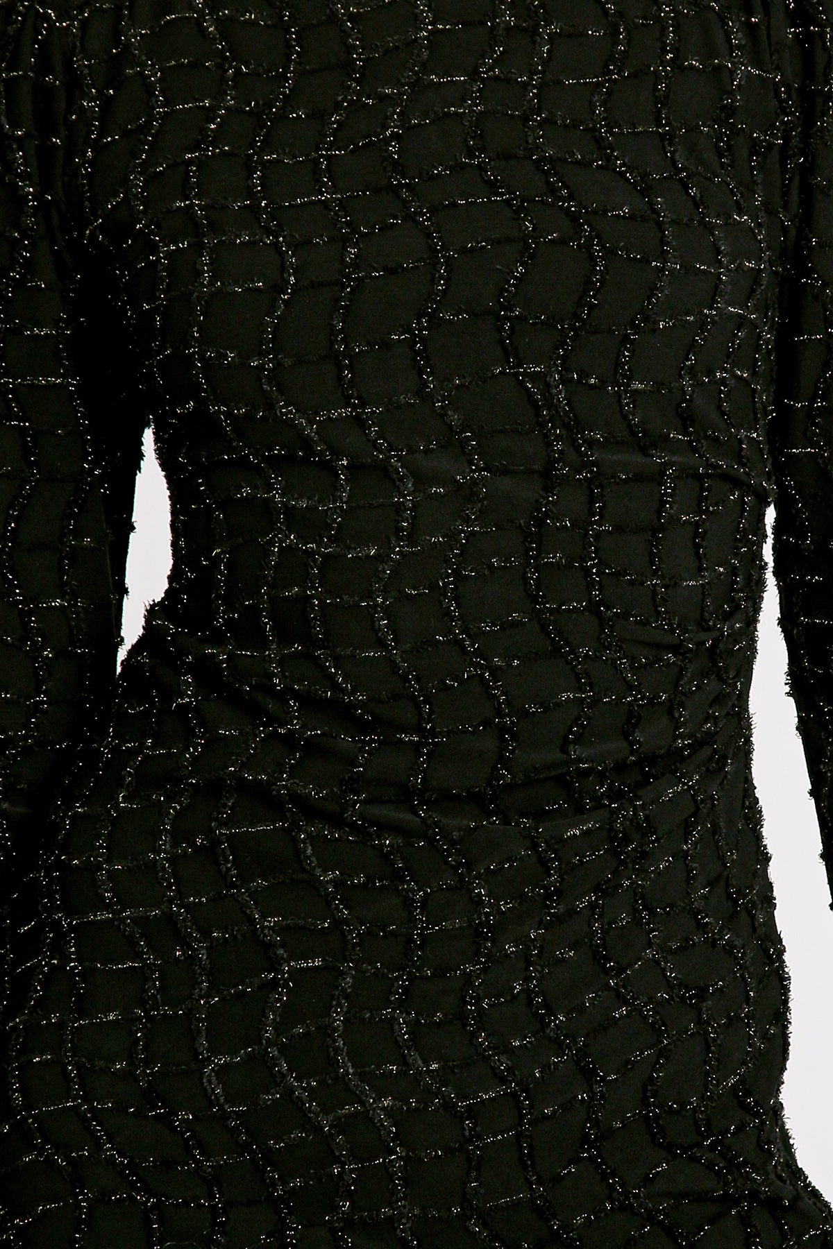 Grayson Glitter Mesh Detail Bodycon Slit Maxi Dress