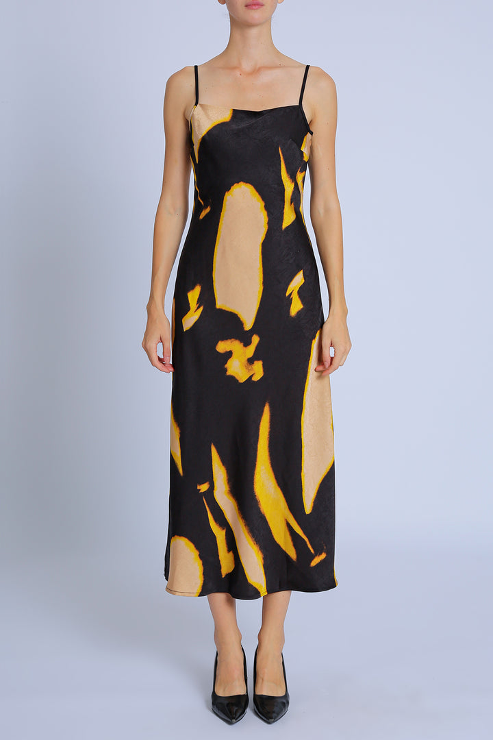 Gracie Abstract Printed A-Line Maxi Slip Dress - Shop Beulah Style