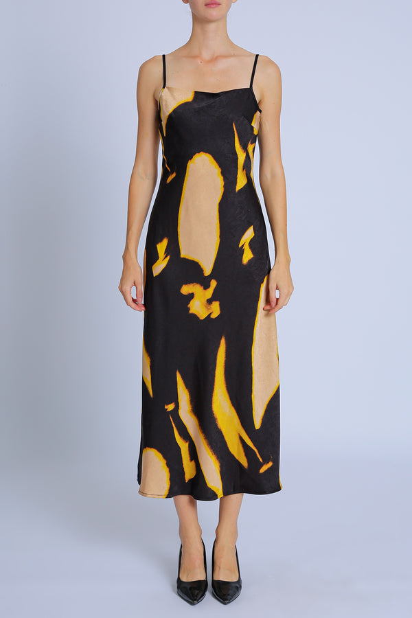 Gracie Abstract Printed A-Line Maxi Slip Dress