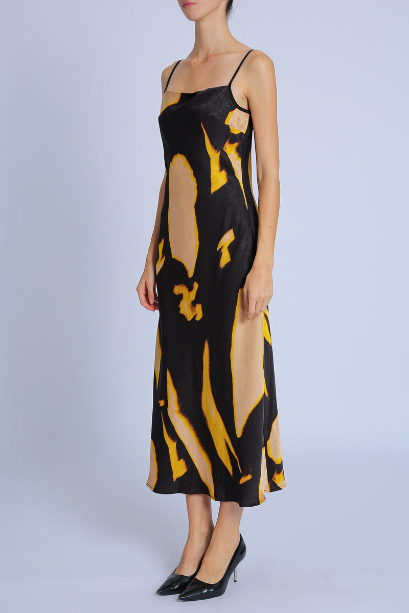 Gracie Abstract Printed A-Line Maxi Slip Dress