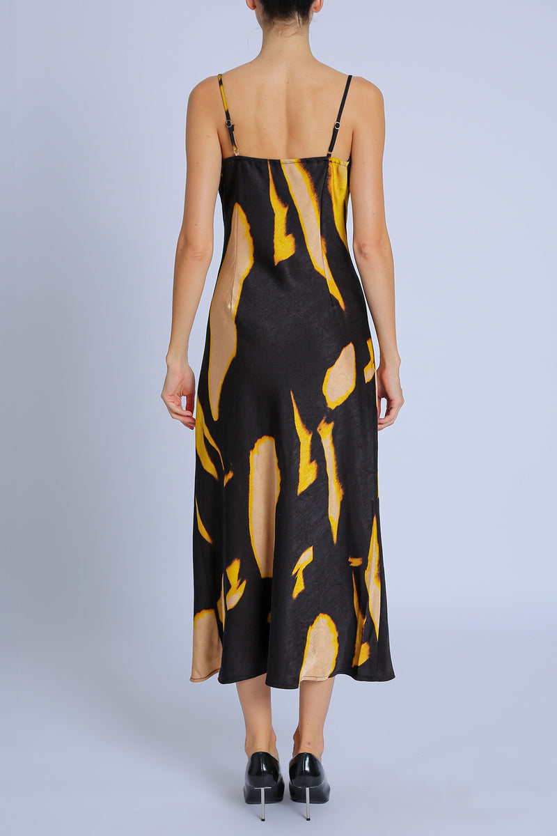 Gracie Abstract Printed A-Line Maxi Slip Dress