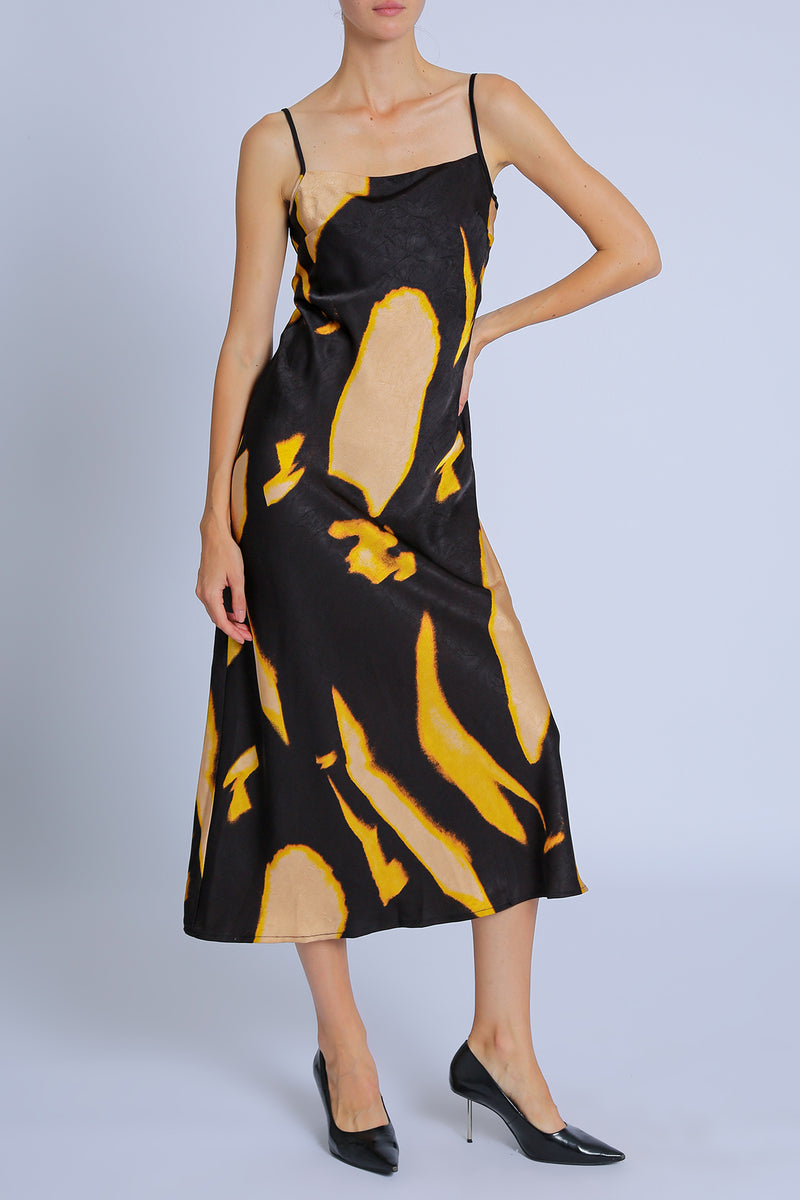 Gracie Abstract Printed A-Line Maxi Slip Dress