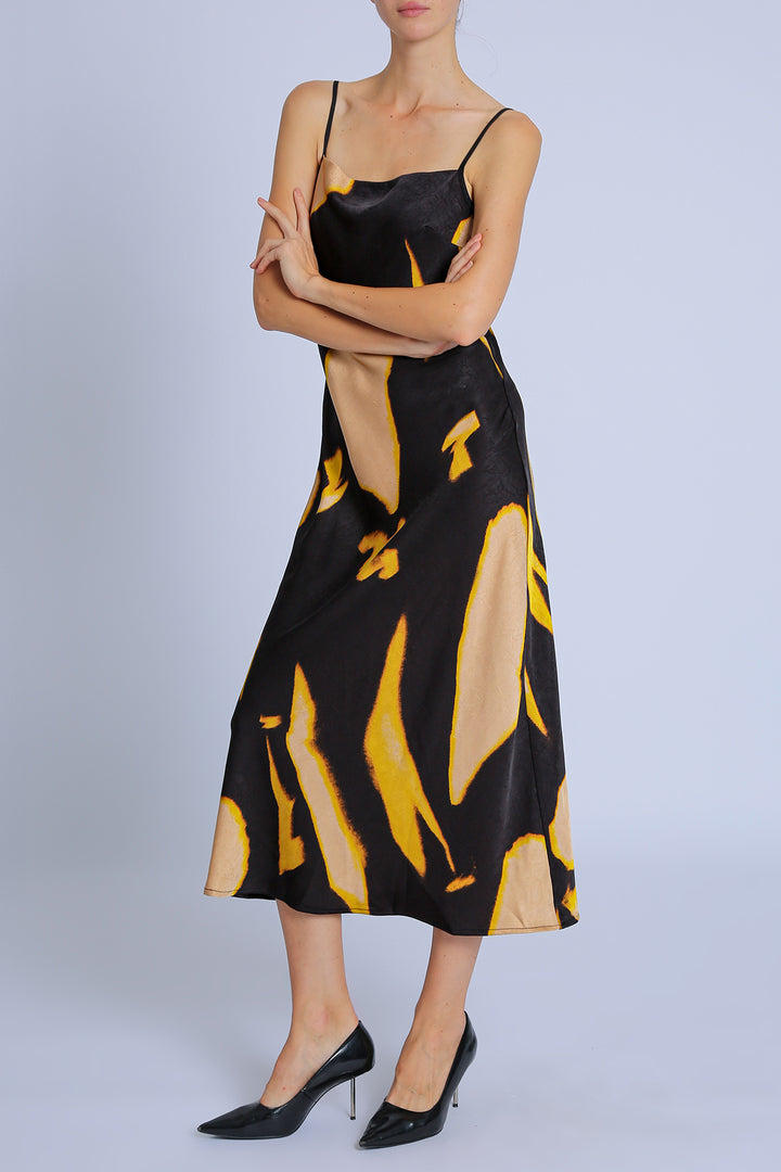 Gracie Abstract Printed A-Line Maxi Slip Dress - Shop Beulah Style