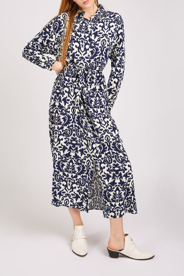 Nicholas Abstract Vintage Printed Maxi Shirt Dress - Shop Beulah Style