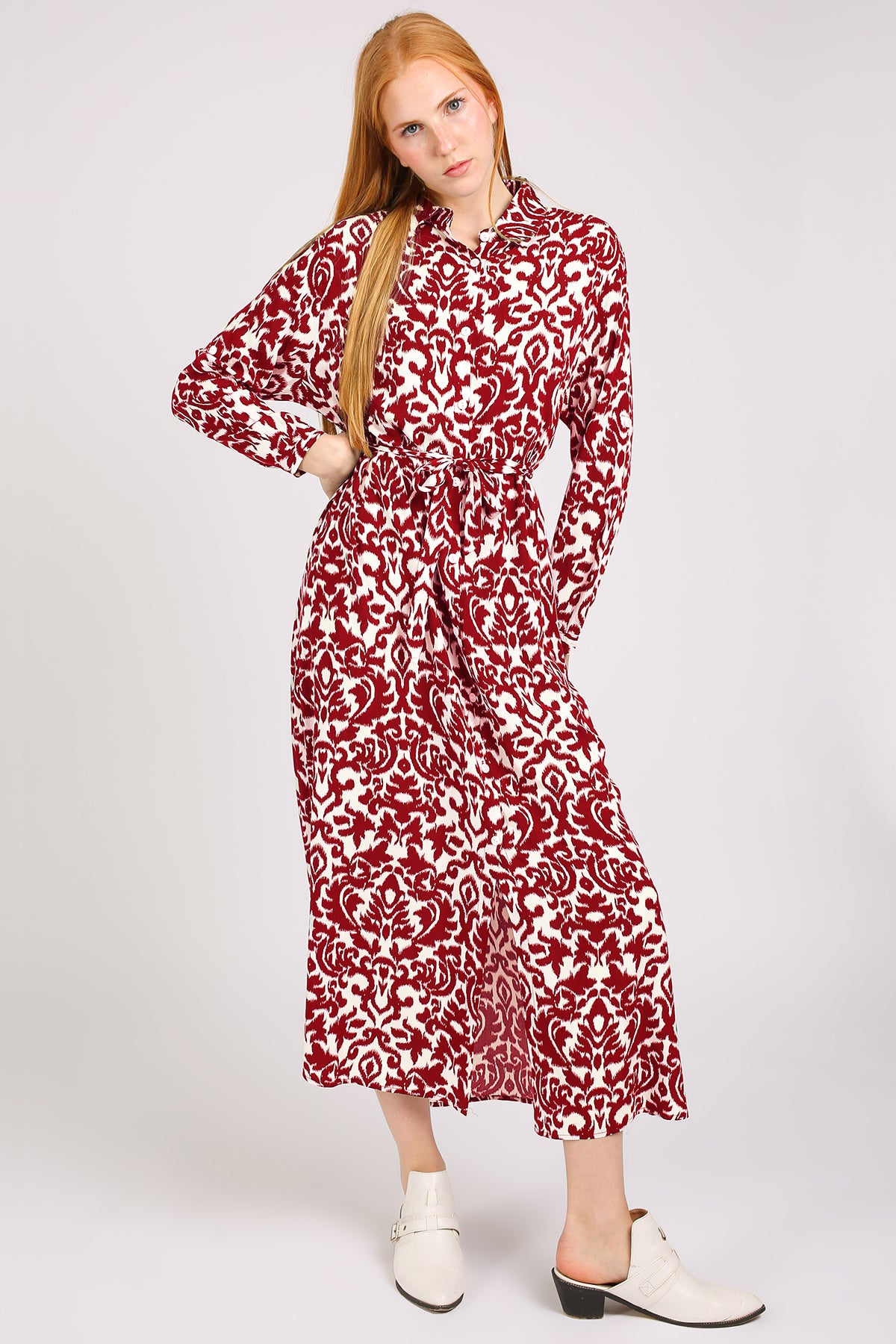 Nicholas Abstract Vintage Printed Maxi Shirt Dress - Shop Beulah Style