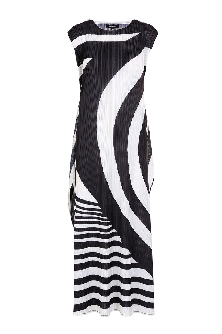 Finn Abstract Printed Pleats Belted Maxi Dress