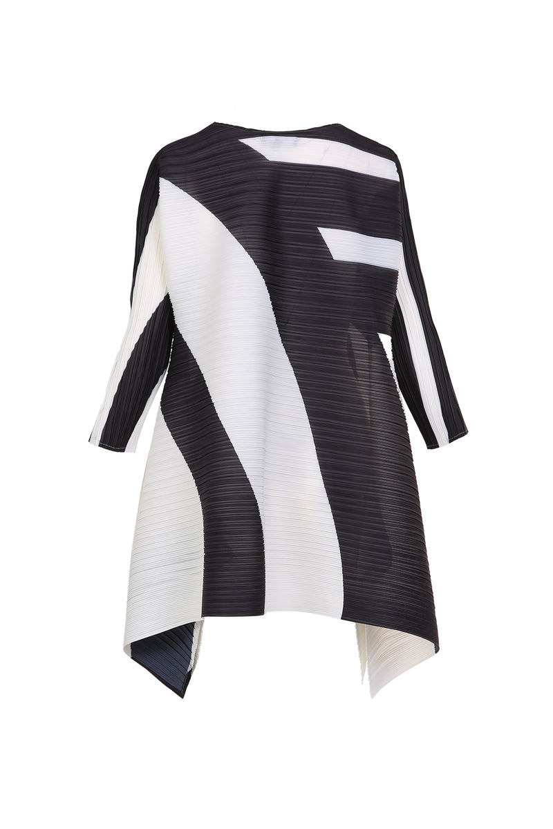 Thomas Monochrome Abstract Printed Pleats Midi Dress