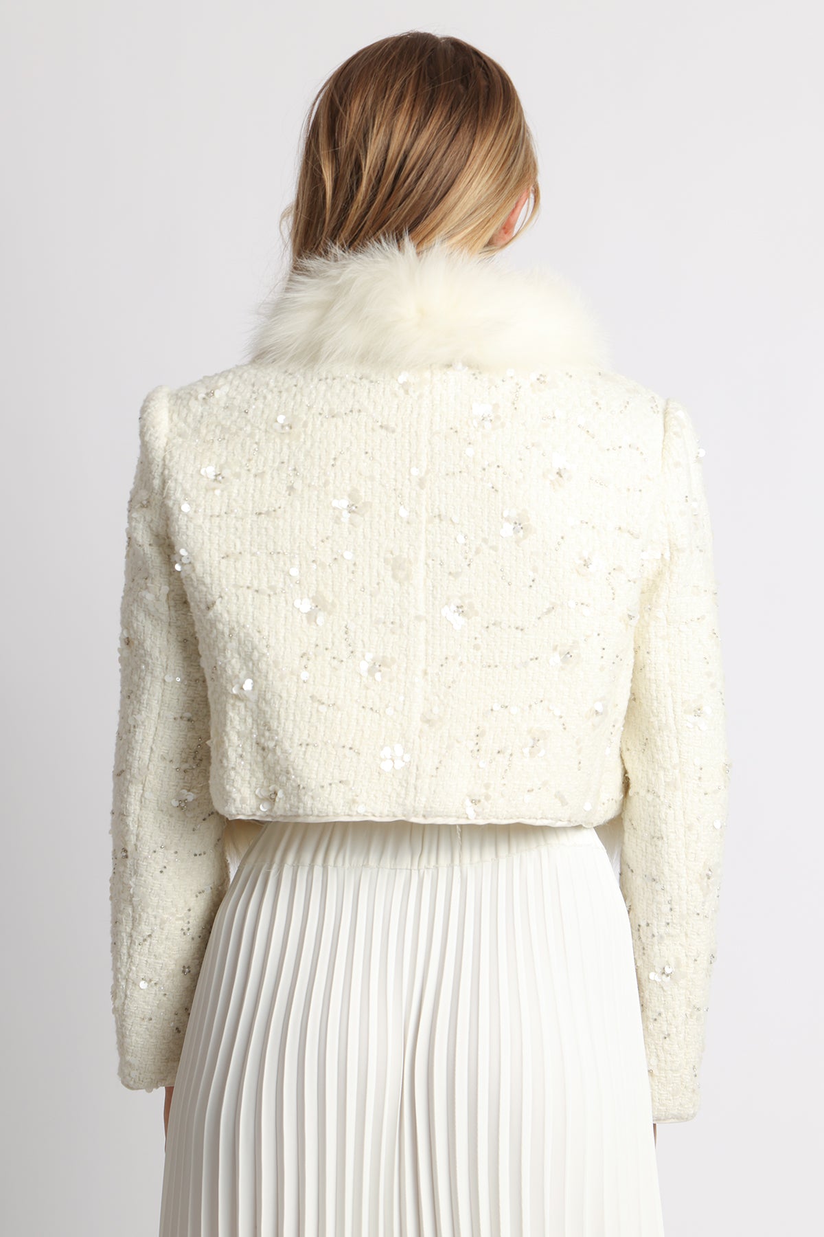 Sally Multi-Embellished Volume Faux Fur Trimmed Tweed Jacket - Shop Beulah Style