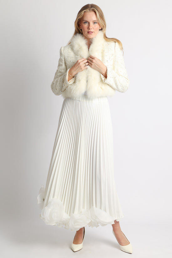 Sally Multi-Embellished Volume Faux Fur Trimmed Tweed Jacket - Shop Beulah Style