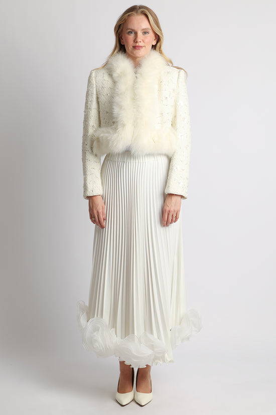 Sally Multi-Embellished Volume Faux Fur Trimmed Tweed Jacket - Shop Beulah Style