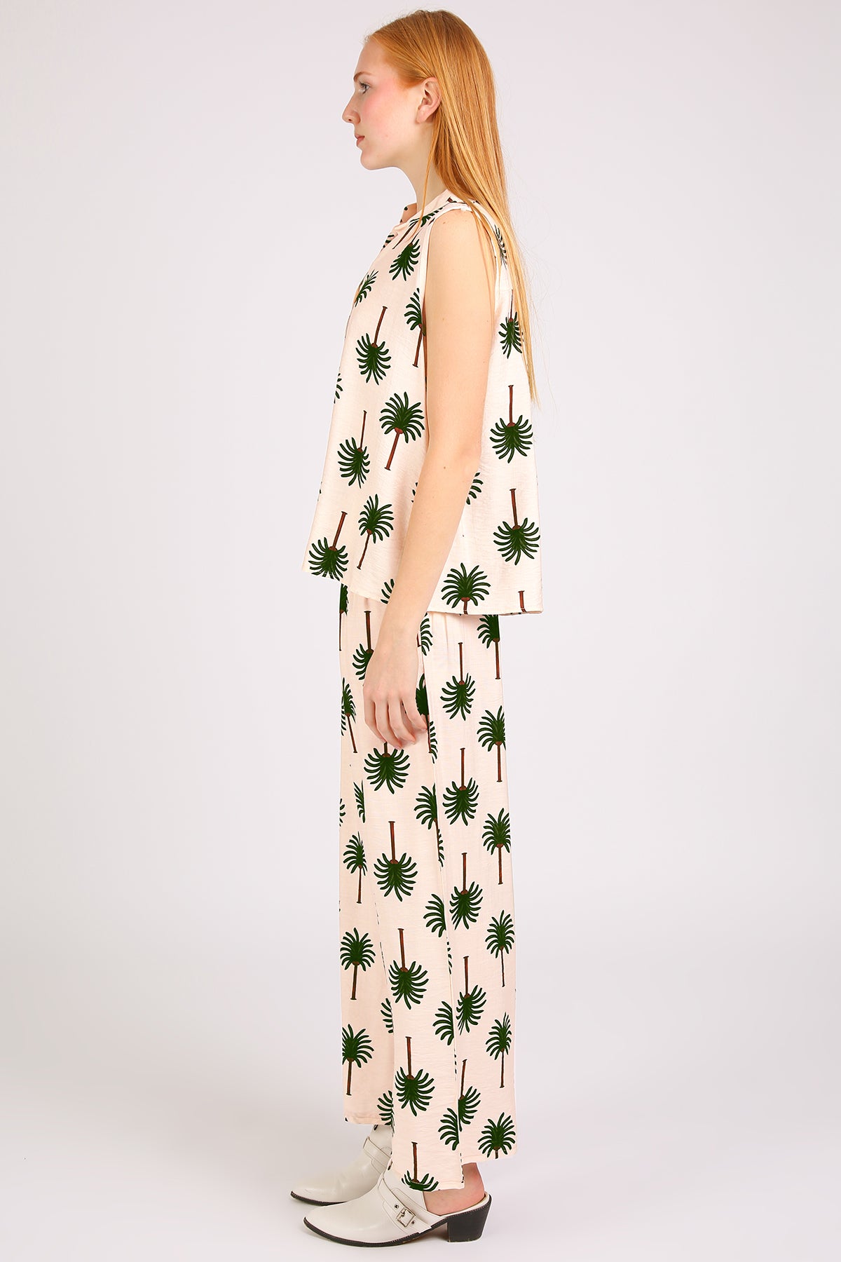 Ariana Palm Tree Patterned Sleeveless Top & Pants Set
