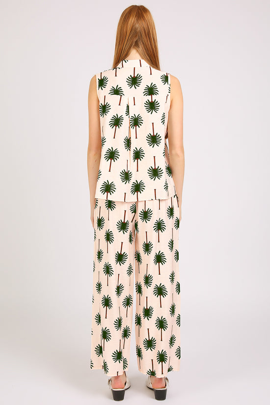 Ariana Palm Tree Patterned Sleeveless Top & Pants Set