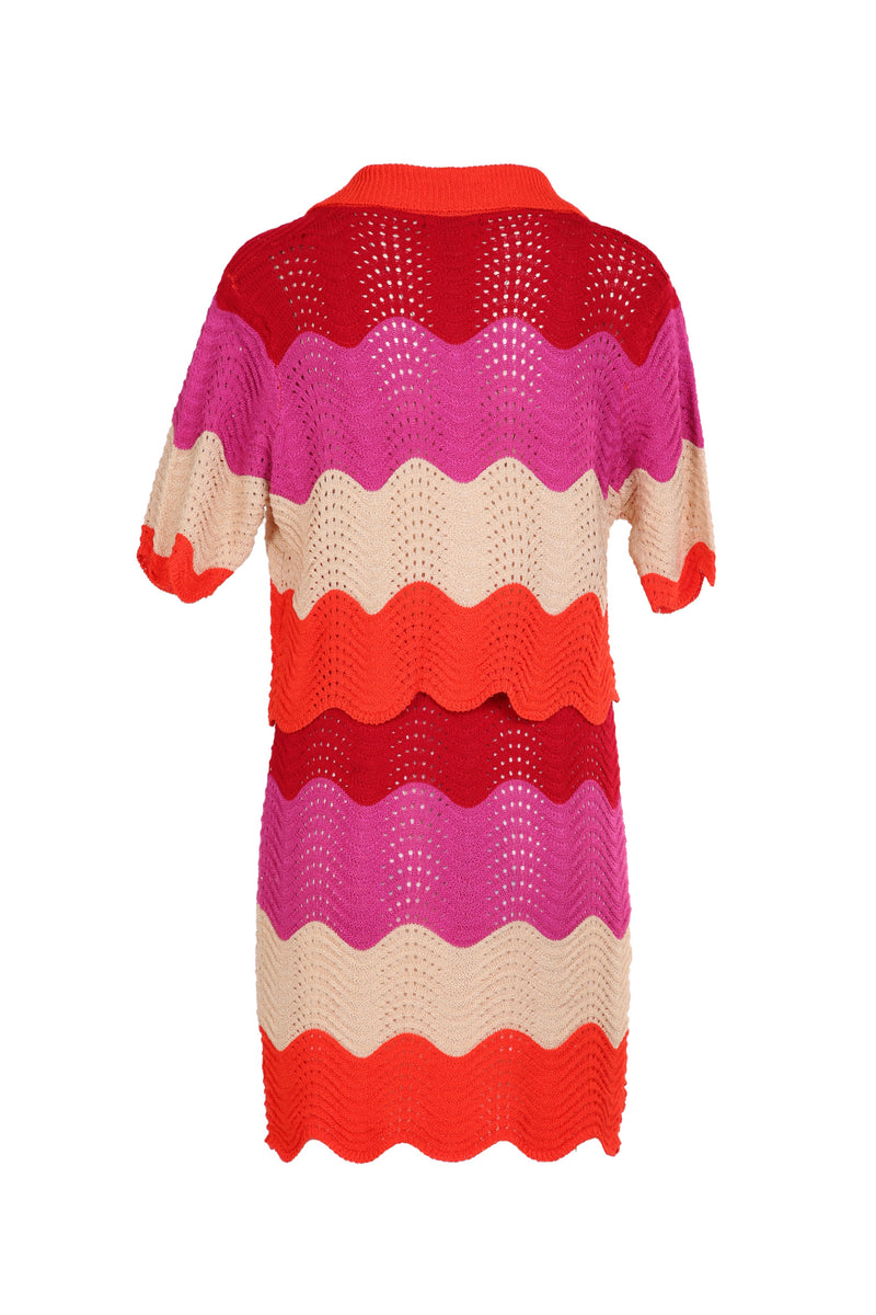 Lily Multicolor Swirled Pattern Knit Top & Skirt Set