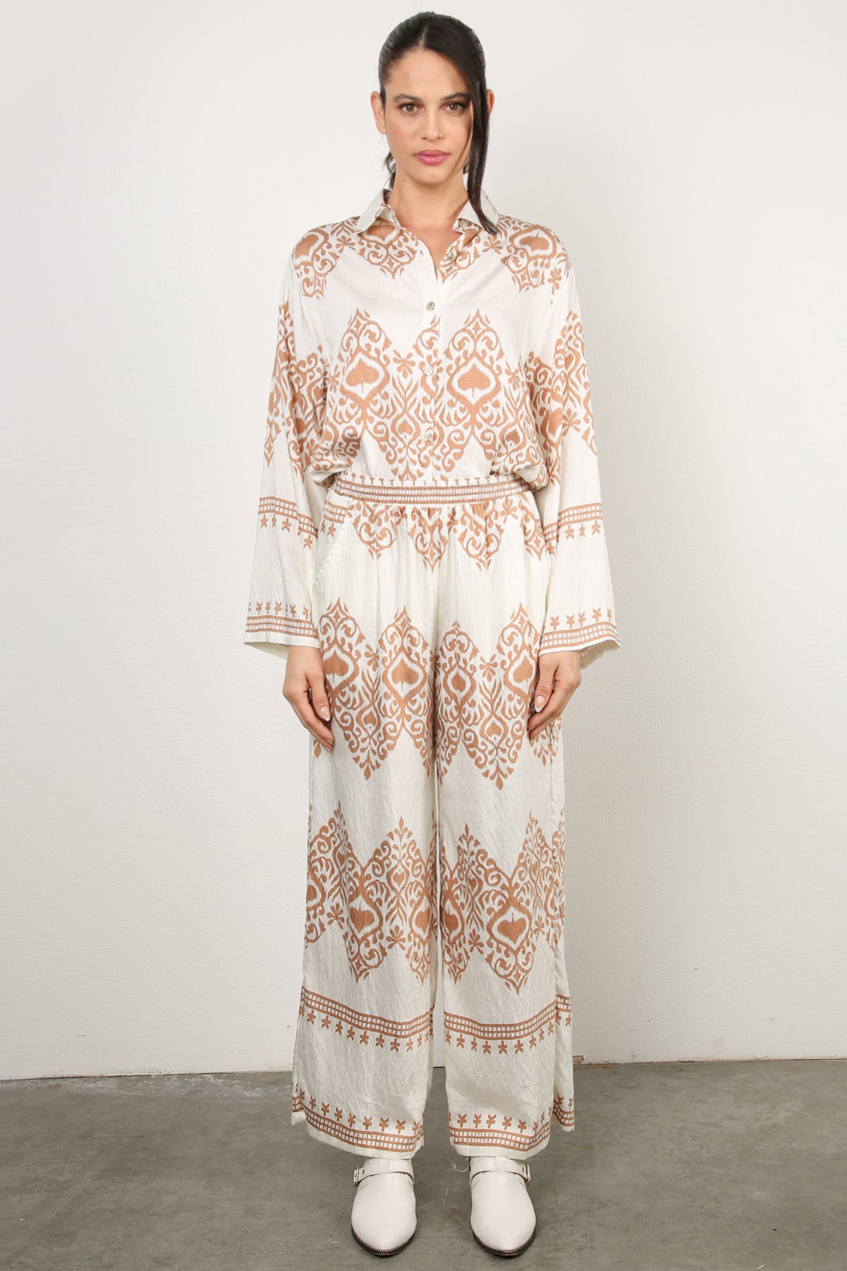 Marcellus Moroccan Printed Linen Top & Pants Set - Shop Beulah Style