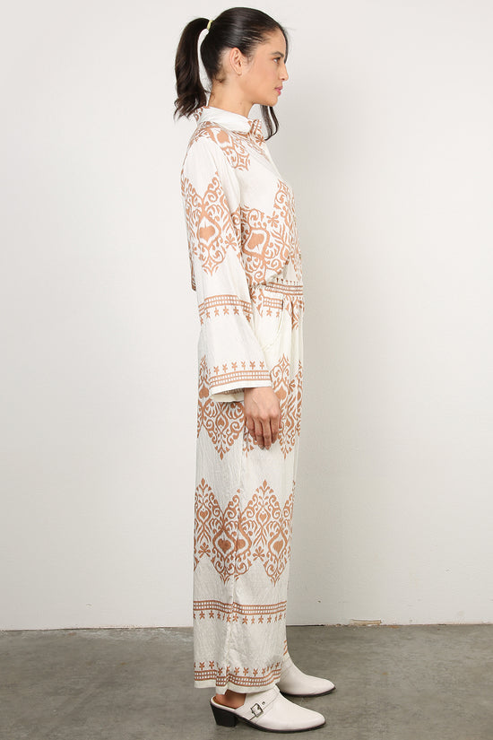 Marcellus Moroccan Printed Linen Top & Pants Set - Shop Beulah Style