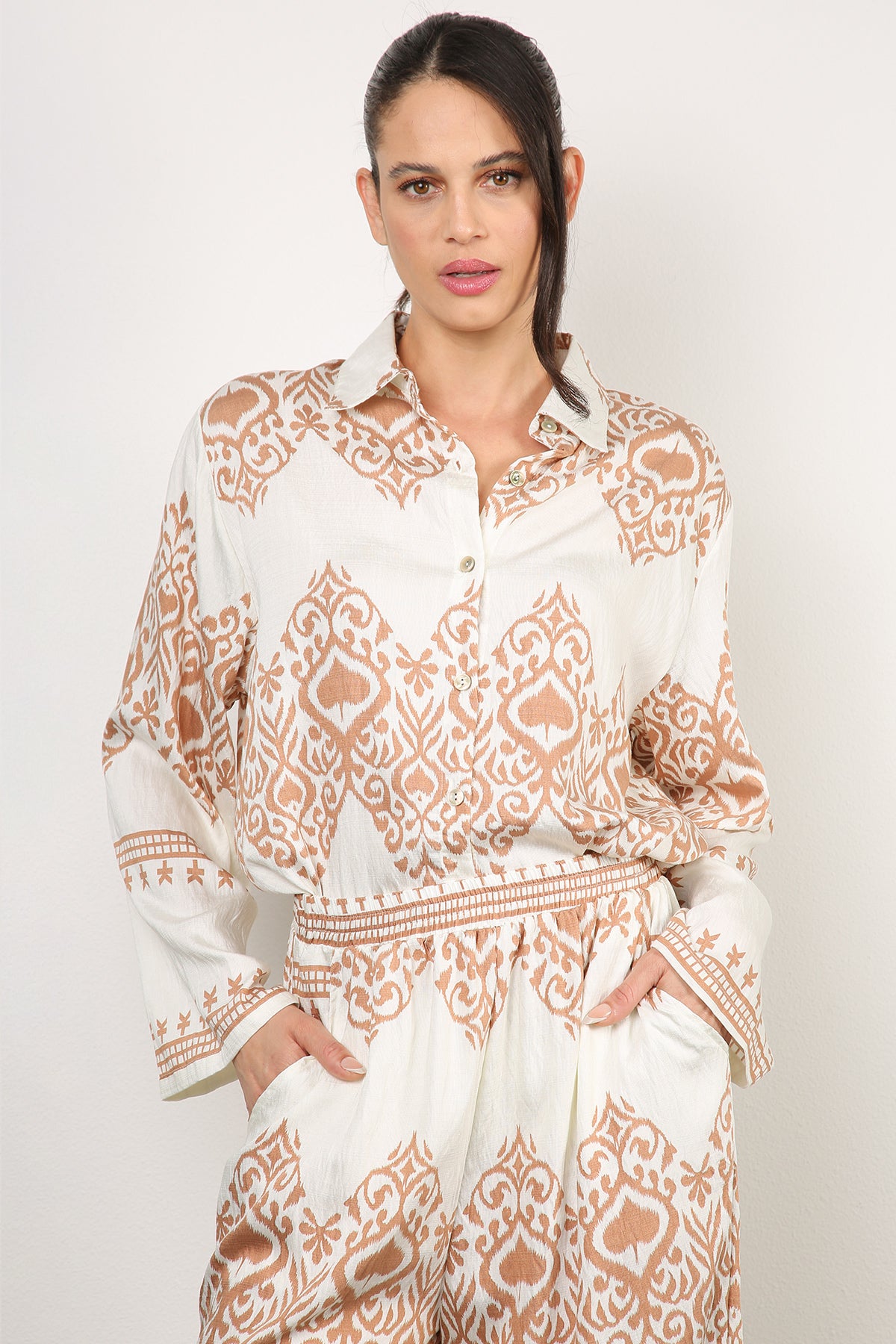 Marcellus Moroccan Printed Linen Top & Pants Set - Shop Beulah Style