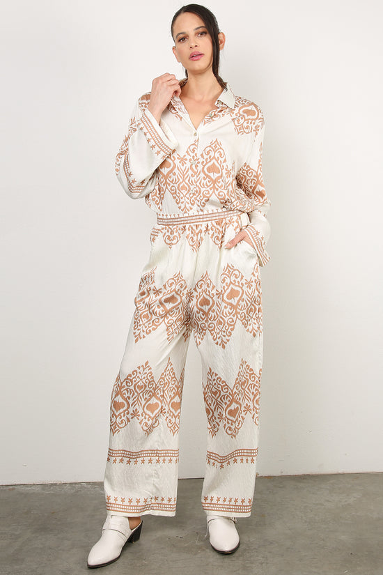 Marcellus Moroccan Printed Linen Top & Pants Set - Shop Beulah Style