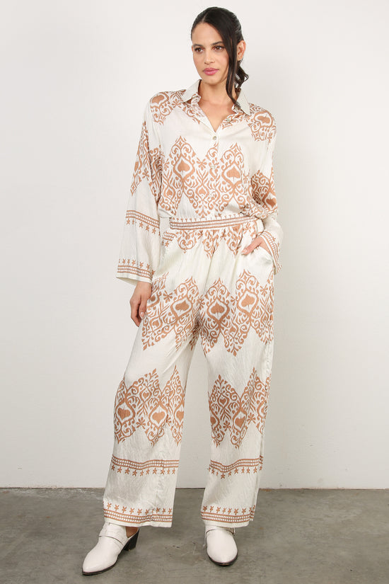 Marcellus Moroccan Printed Linen Top & Pants Set - Shop Beulah Style
