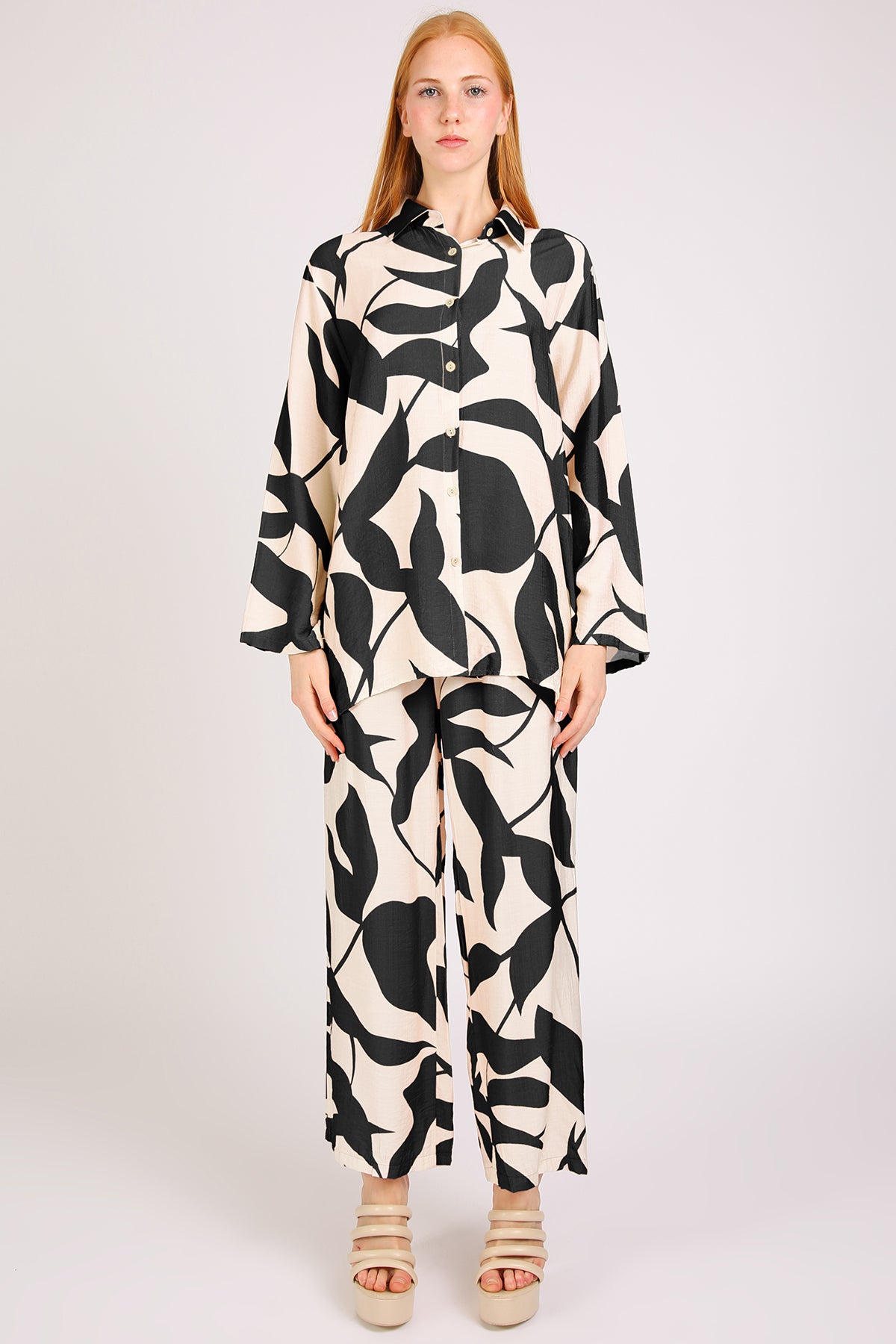 Quill Leaf Printed Shirt & Pants Linen Set - Shop Beulah Style