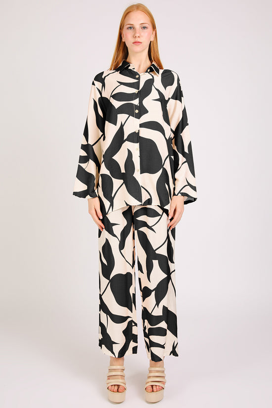 Quill Leaf Printed Shirt & Pants Linen Set - Shop Beulah Style