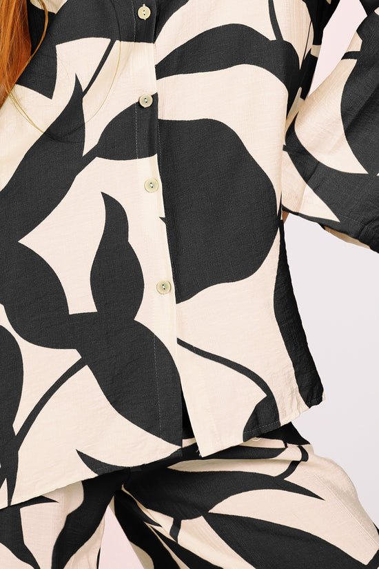 Quill Leaf Printed Shirt & Pants Linen Set - Shop Beulah Style