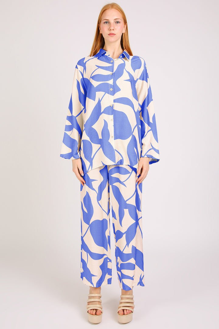 Quill Leaf Printed Shirt & Pants Linen Set - Shop Beulah Style