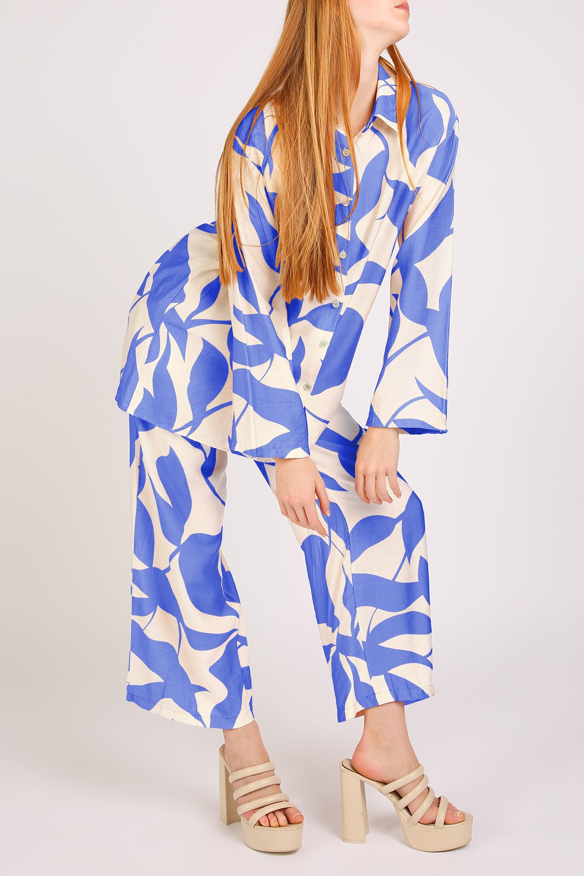 Nell Foliole Printed Shirt & Pants Linen Set - Shop Beulah Style