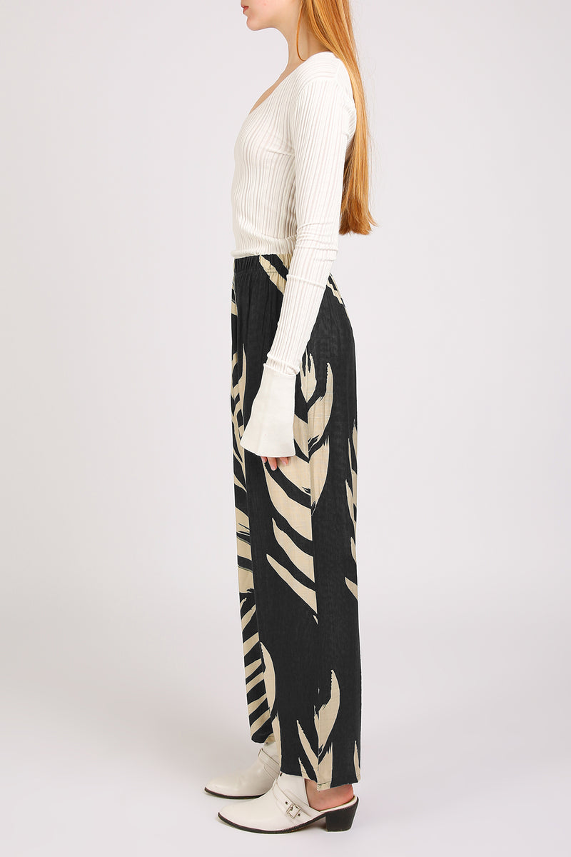 Angela Tropical Botanic Printed Wide Pants